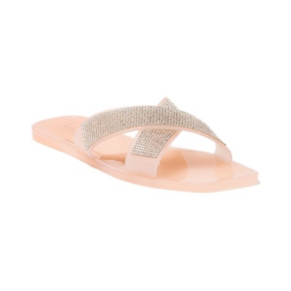 NICOLE MILLER CRISSCROSS SNIP TOE EMBELLISHED JELLY SLIDE SANDAL